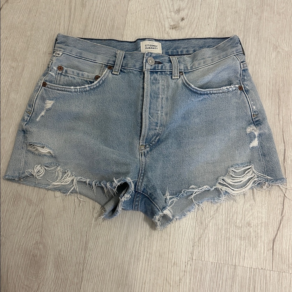 CITIZENS OF HUMANITY Blue Annabelle Denim Shorts